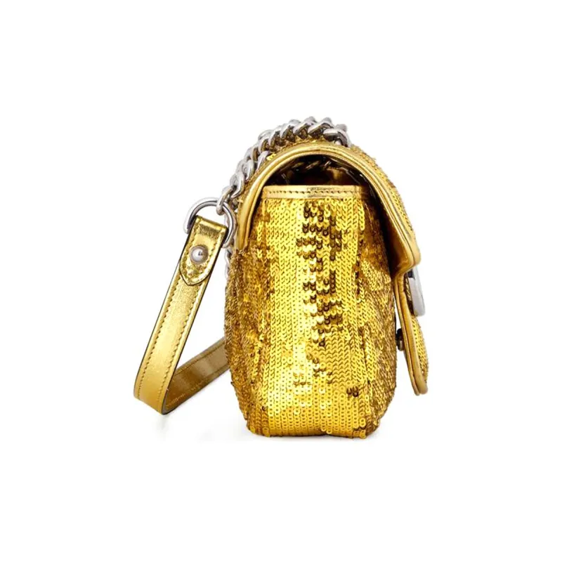 GUCCI Silk Blend With Viscose Crossbody Bag Shoulder Bag Women's Gold-2