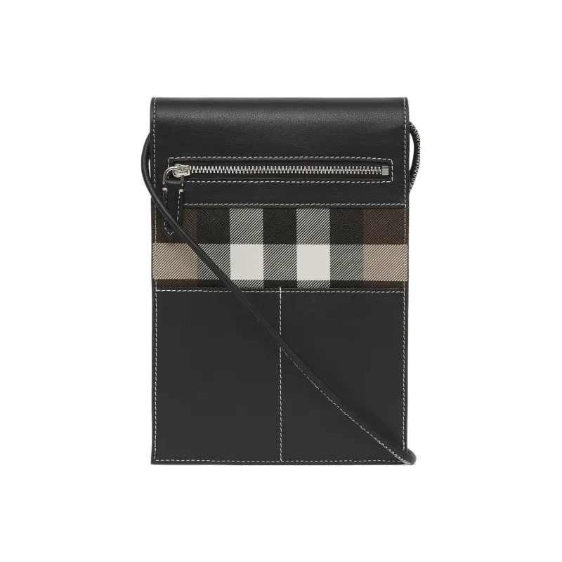 Burberry Leather One Shoulder Crossbody Cell Phone Pouch Men's Dark Birch Brown-2