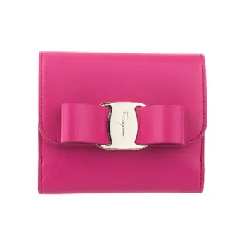 FERRAGAMO Vara Smooth Cow Leather Wallet Regular Women's Peach Pink