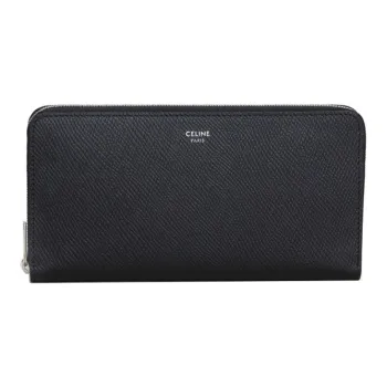 CELINE Cow Leather Wallet Large Size Men's Black