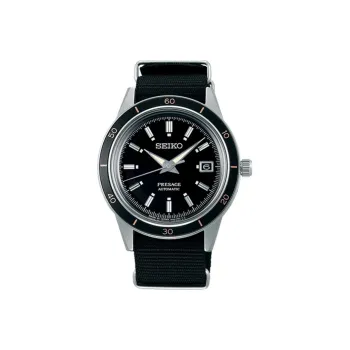 SEIKO Presage Series Automatic Mechanical Movement Nylon Strap Watch Men's Watches Black Dial SRPG09J1