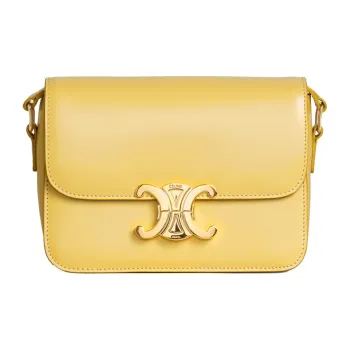 CELINE Triomphe Glossy Calfskin Shoulder Bag Handbag Shoulder Bag Crossbody Bag Women's Lemon Yellow
