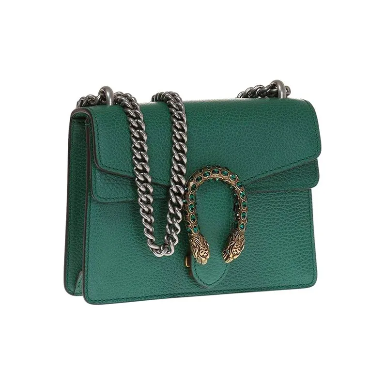 GUCCI Dionysus Leather Bacchus Bag Chain Pack Shoulder Bag Crossbody Bag Women's Green-1