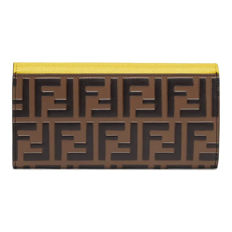 FENDI F Is Fendi Calfskin Chain Wallet, Crossbody Bag, Shoulder Bag Women's Brown/Yellow-2