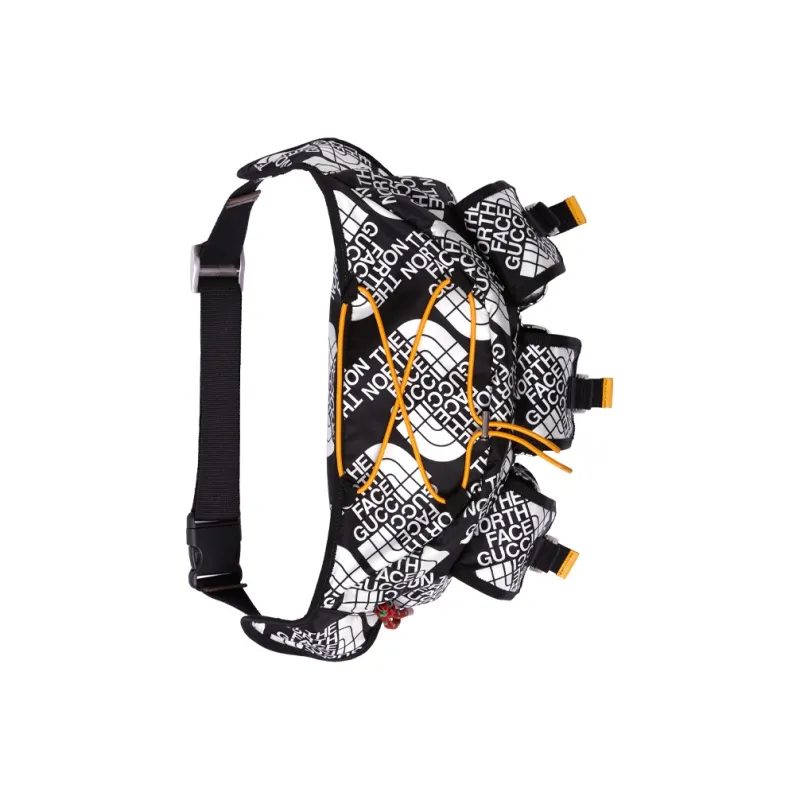 GUCCI THE NORTH FACE Limited Collaboration Nylon And Leather Combination Sling Bag Fanny Pack Unisex Black/Yellow-4