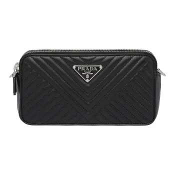 PRADA Soft Sheep Leather Clutch Mini Women's Black