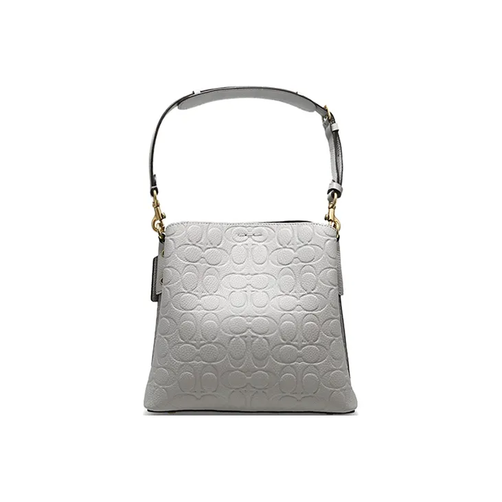 COACH Willow Litchi Grain Leather Bucket Bag, Handbag, Shoulder Bag Trumpets Women's Dove Gray-2