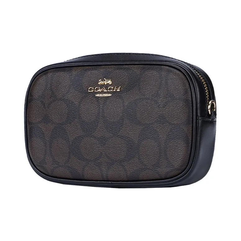 COACH With Leather Camera Bag, Shoulder Bag Women's Dark Brown & Black-1