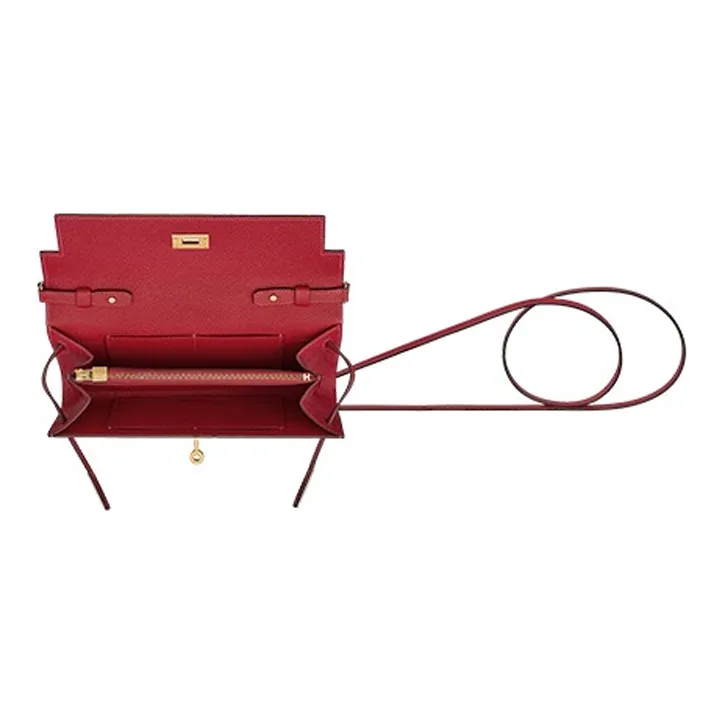 HERMES Kelly To Go Epsom Leather Wallets Shoulder Bag Crossbody Bag Women's Q5 Rouge Casaque Red-2