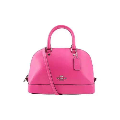 COACH Sierra Leather Portable Crossbody Bag Shoulder Crossbody Dome Bag Medium Size Women's Rose Red