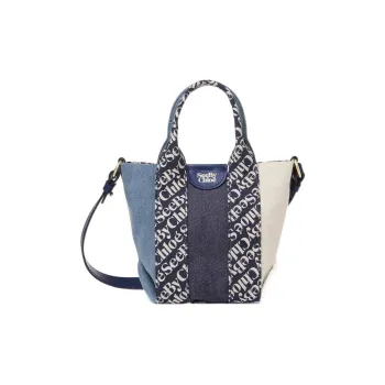See By Chloe Laetizia Contrast Color Mixed Canvas Handbag, Crossbody Bag Mini Women's Denim Blue