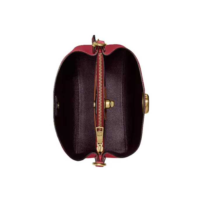 COACH Willow Grain Leather Bucket Bag, Handbag, Shoulder Bag, Crossbody Bag Medium Size Women's Red-1