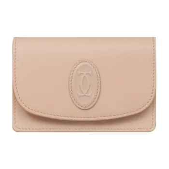 CARTIER Must De Cartier Cow Leather Card Holder Women's Pink Beige