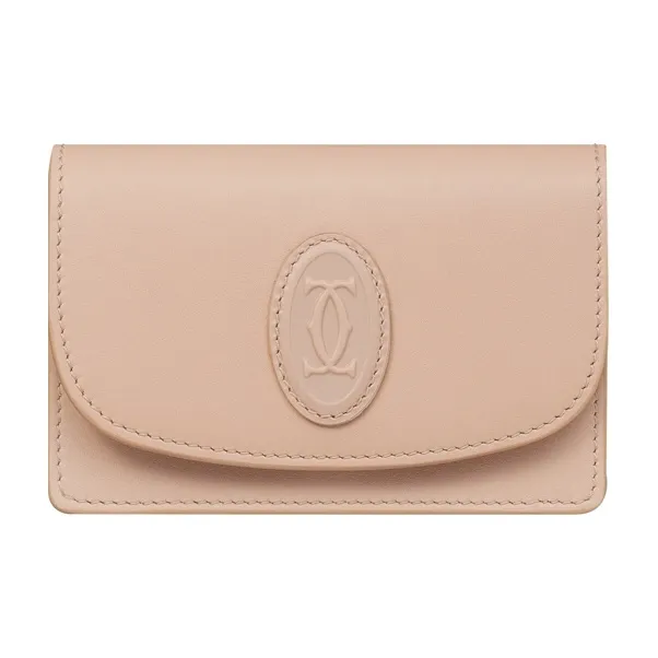 CARTIER Must De Cartier Cow Leather Card Holder Women's Pink Beige-0