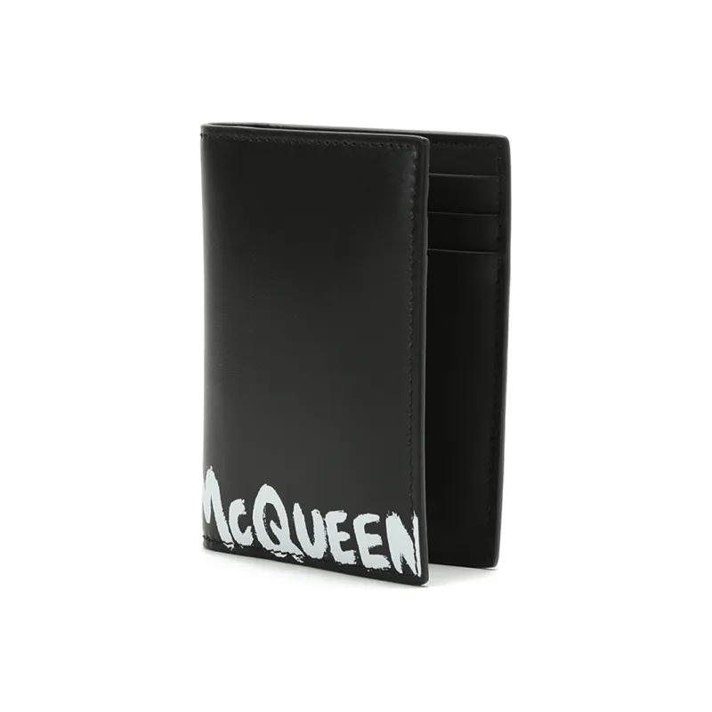 Alexander McQueen Leather Card Clip Card Holder Men's Black-1