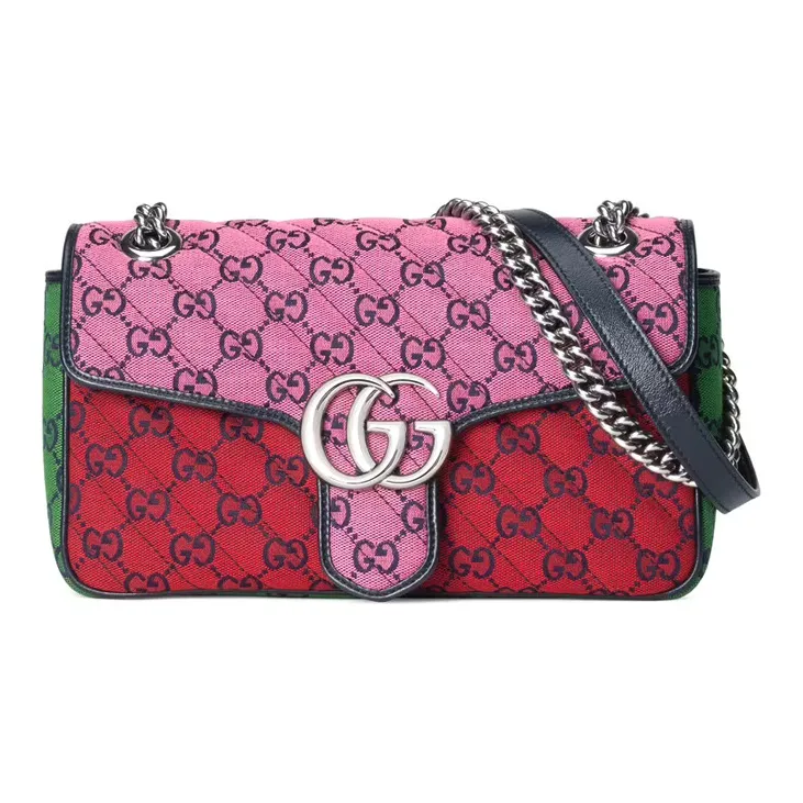 GUCCI Marmont Monogram Multicolor Quilting Canvas Crossbody Bag Shoulder Bag Small Size Women's Multicolor-0