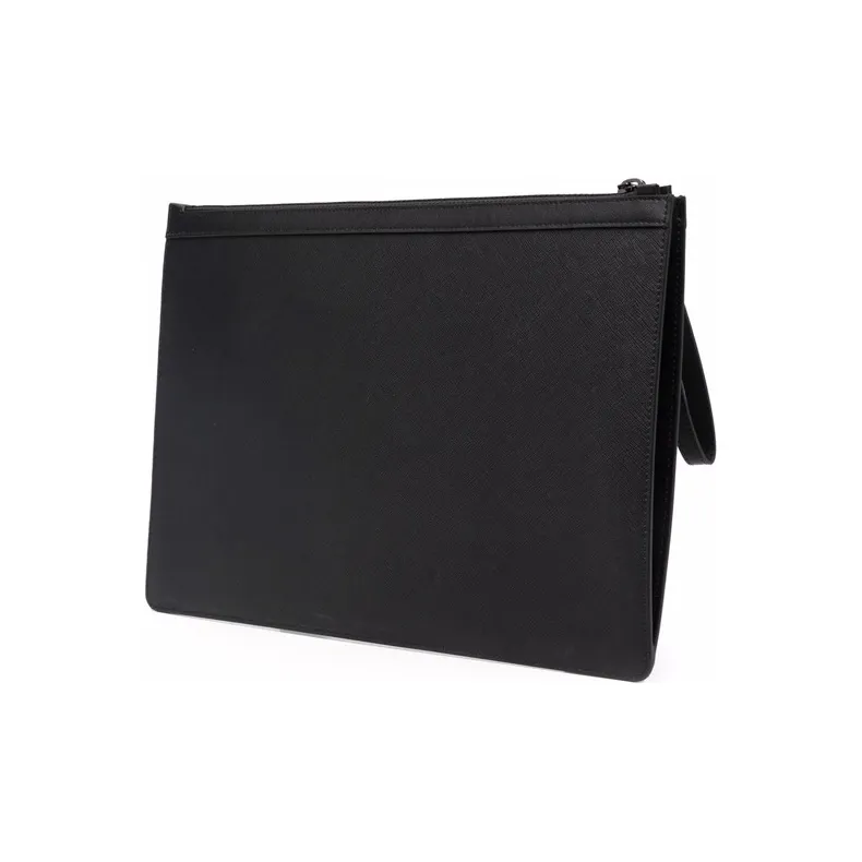 BALLY BOLLIS Cow Leather Clutch Large Size Men's Black-1