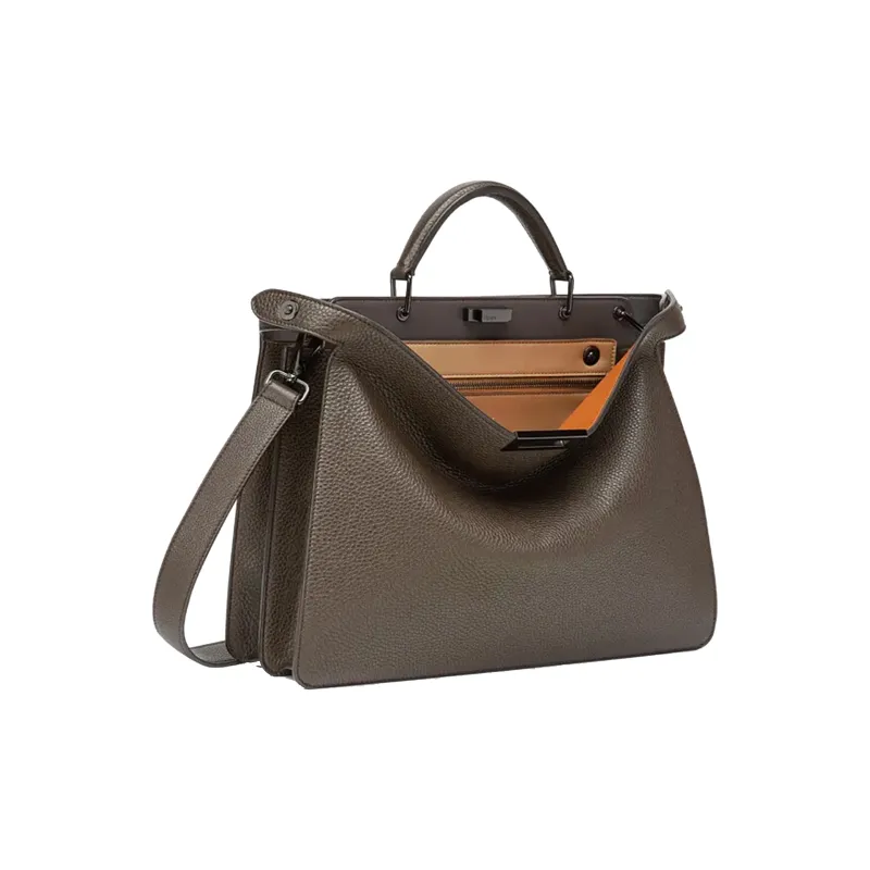 FENDI Peekaboo ISeeU Leather Tote Bag Shopping Bag Shoulder Bag Crossbody Bag Handbag Medium Size Men's Brown-2