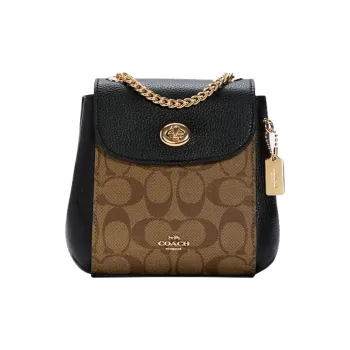 COACH Convertible Canvas With Leather Shoulder Bag Crossbody Bag Backpack Small Size Women's Black Brown Multicolor