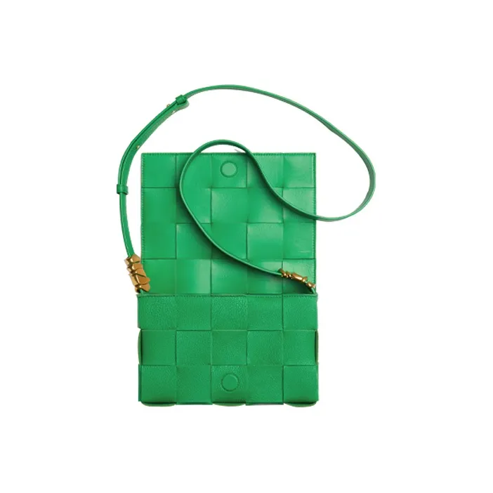 Bottega Veneta CASSETTE Cow Leather Tofu Bag, Camera Bag, Shoulder Bag, Crossbody Bag Unisex Parrot Green-2