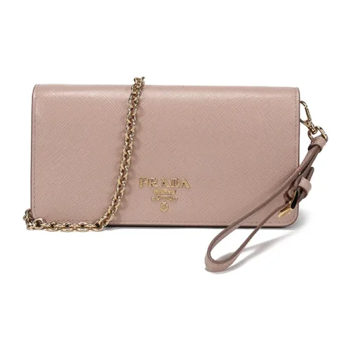 PRADA Leather Shoulder Bag Crossbody Handheld Shoulder Bag Women's Apricot