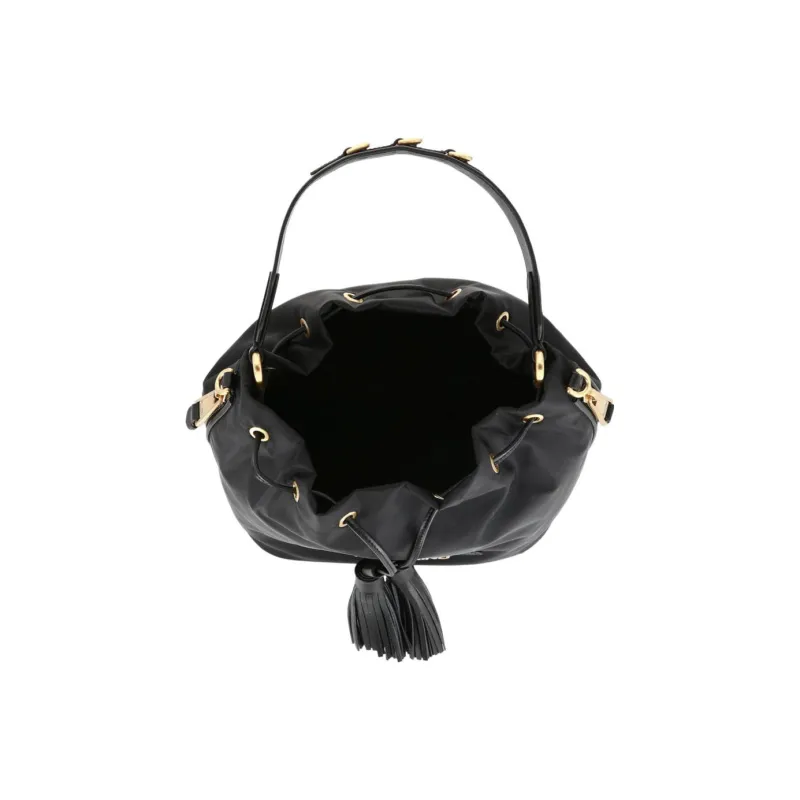 MOSCHINO Nylon Bucket Bag, Handbag, Shoulder Bag Women's Black-4