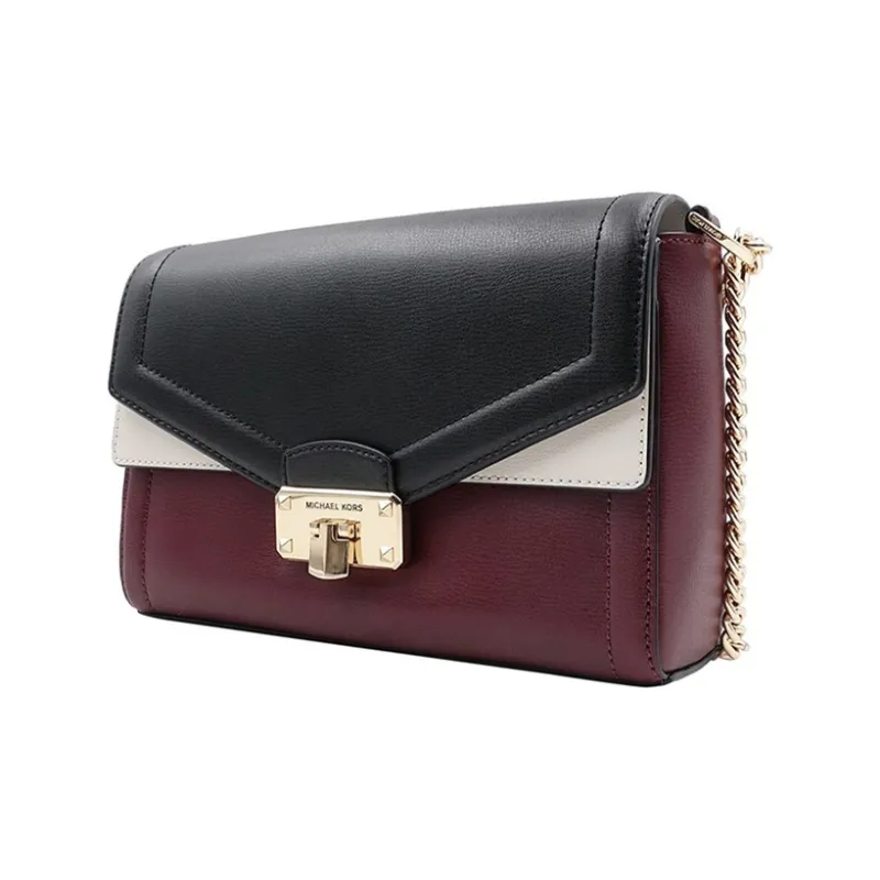 MICHAEL KORS Kinsley Leather Shoulder Bag Crossbody Bag Medium Size Women's Burgundy White/Black Multicolor-1