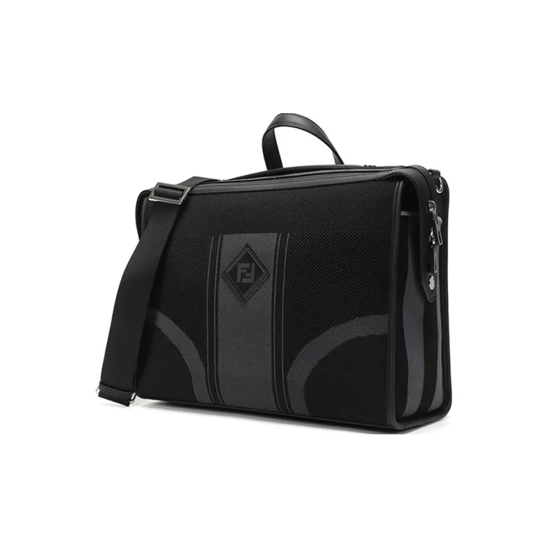FENDI Fabric With Leather Shoulder Bag, Crossbody Bag, Handbag, Briefcase Men's Black-1