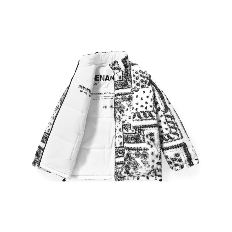 GENANX Floral Stand Collar Loose Fit Puffer Jacket Unisex-1