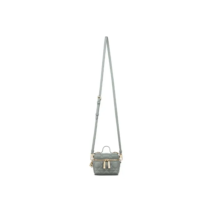 DIOR Lambskin Box Bag, Shoulder Bag, Crossbody Bag, Handbag, Makeup Bag Micro Women's Gray-3