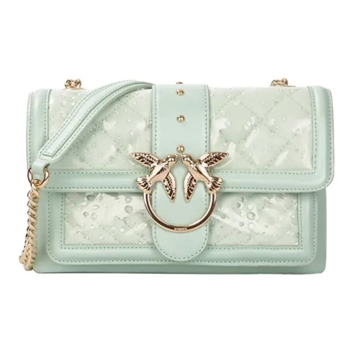 PINKO SIMPLY Cow Leather Crossbody Bag Shoulder Bag Small Size Women's Light Cyan