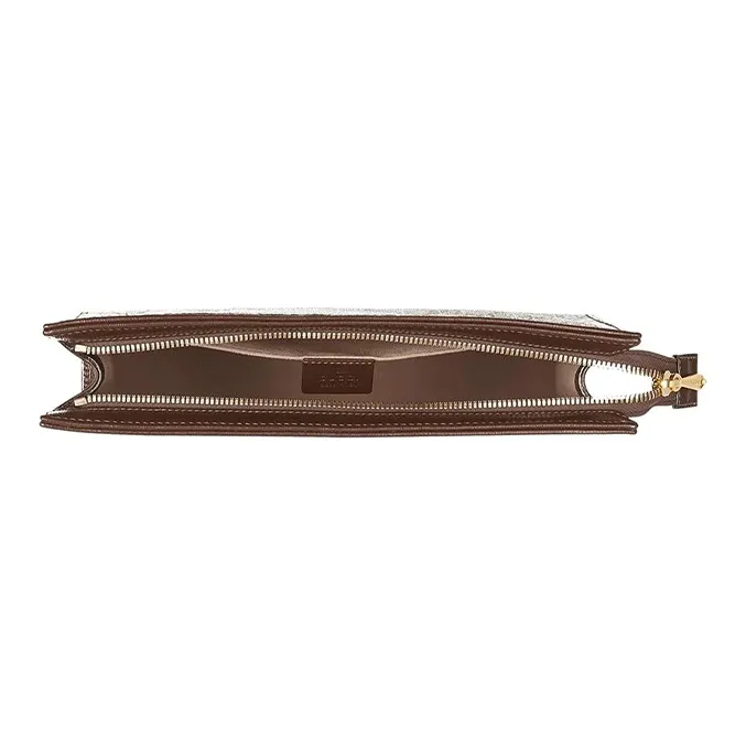 GUCCI Horsebit 1955 Canvas With Leather Clutch Unisex Ebony/Brown-2