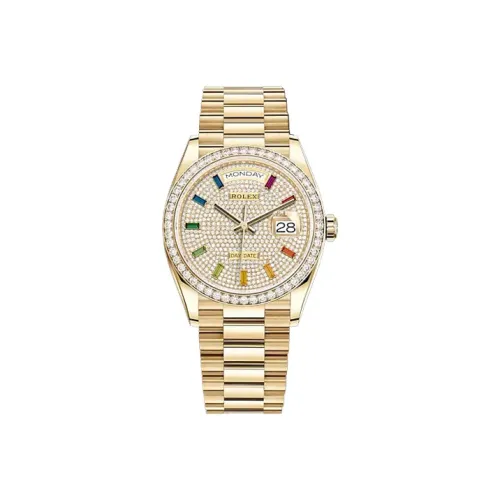 ROLEX Week type Calendar Automatic Mechanical Movement Unisex Watch 36mm Gold Dial 18K Gold Watch Case
