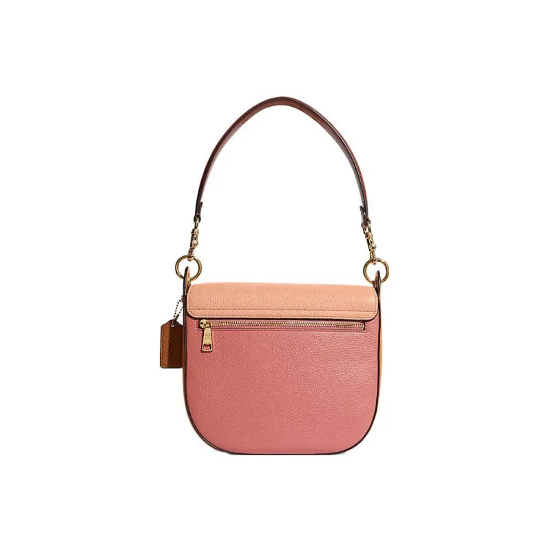 COACH Kleo Pebbled Leather Shoulder Bag Women's Pink Orange Dark Pink-2
