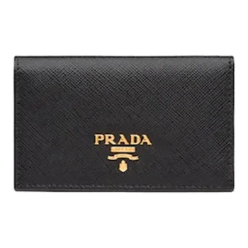 PRADA Saffiano Leather Card Holder Wallet Unisex Black