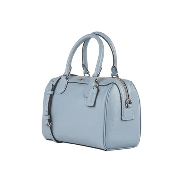COACH Bennett Leather Boston Bag, Handbag, Crossbody Bag Mini Women's Haze Blue-1