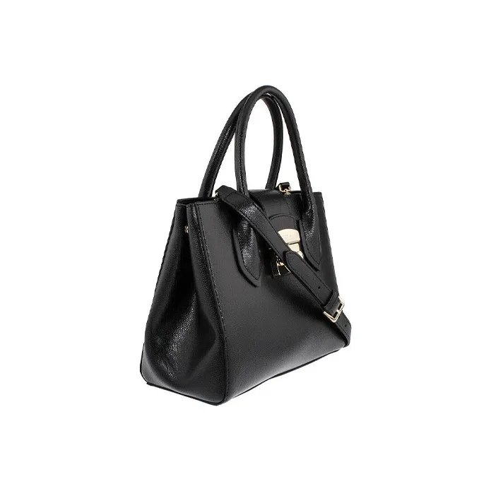 Furla Metropolis Collection Leather Tote Bag Shopping Bag Handbag Small Size Women's Black-2
