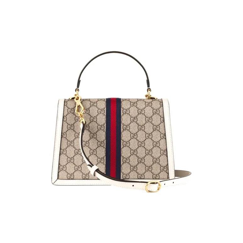 GUCCI Ophidia Canvas With Leather Trim Canvas Bag, Shoulder Bag, Crossbody Bag, Handbag Trumpets Women's Ebony/White-1