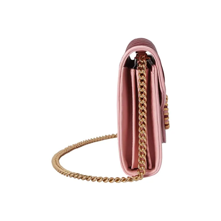 GUCCI Marmont Leather One Shoulder Handbag Crossbody Bag Mini Women's Red Pink-2