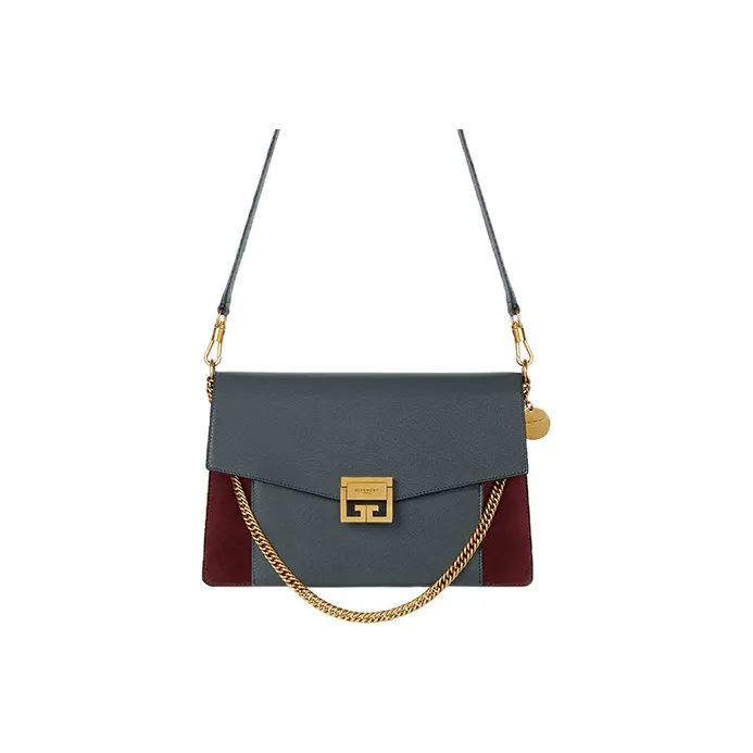 Givenchy Leather With Suede Shoulder Bag, Crossbody Bag Medium Size Women's Indigo/Brown-0