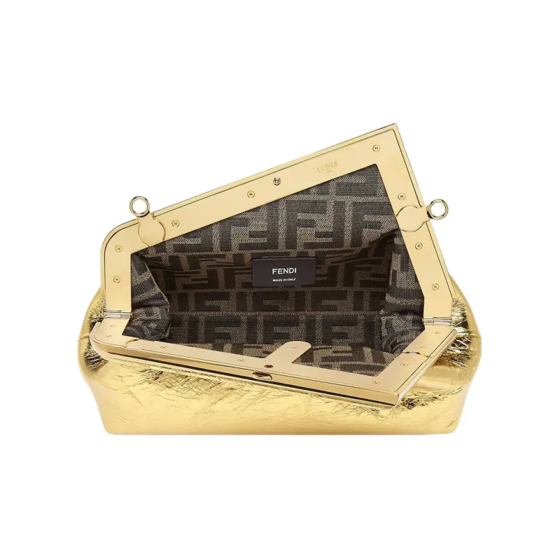FENDI Fendi First Sheepskin Shoulder Bag Crossbody Bag Clutch Women's Gold-2