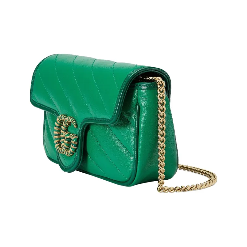GUCCI GG Marmont Quilted Leather Shoulder Bag, Crossbody Bag Mini Women's Green/Bright Green-1