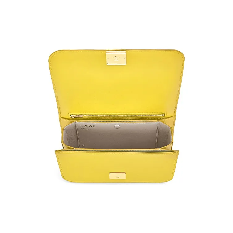 LOEWE Goya Silk Cow Leather Small Square Bag Shoulder Bag Crossbody Bag Medium Size Women's Candy Color Lemon-3