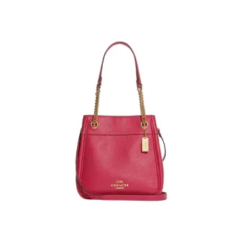 COACH Leather Bucket Bags Crossbody Bag Shoulder Bag Women's Rose Red