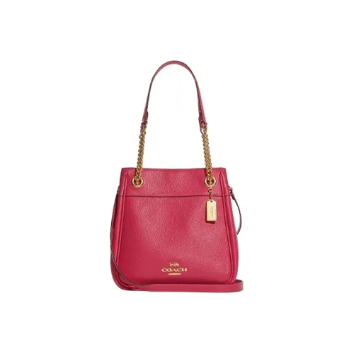 COACH Leather Bucket Bags Crossbody Bag Shoulder Bag Women's Rose Red