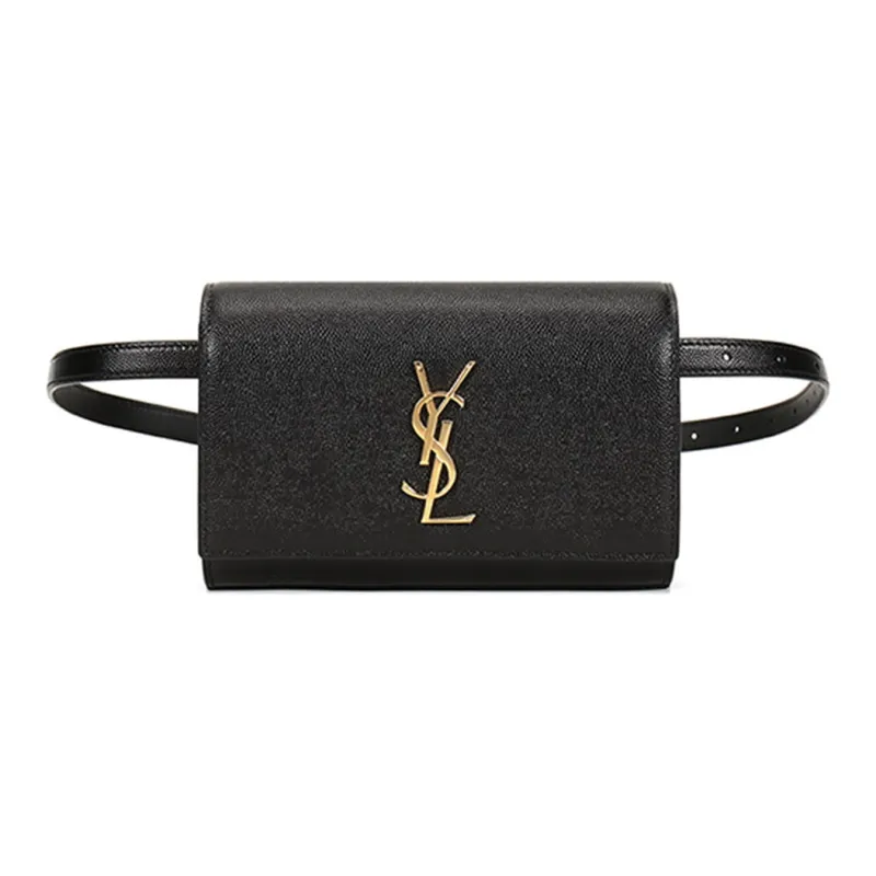 SAINT LAURENT Kate Belt Bag Grain De Poudre Black-0