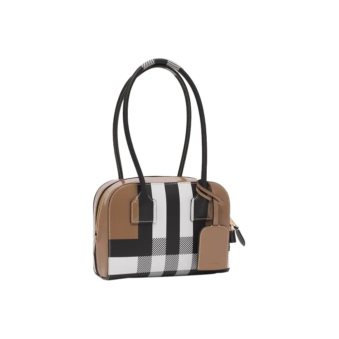 Burberry Cow Leather Half Cube Bag Shoulder Bag Mini Women's Camel-2