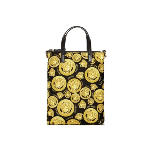 VERSACE Textile Cow Leather tote Dusy Bag Shopping Bag Shoulder Bag Crossbody Bag Mini Unisex Gold