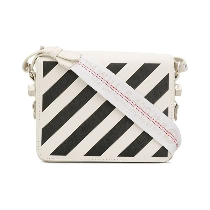 OFF-WHITE Leather Shoulder Bag Crossbody Bag Unisex White-0