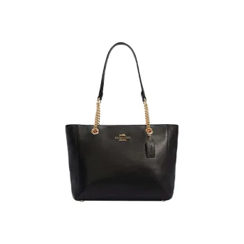 COACH Marlie Pebbled Leather Tote Bag, Shopping Bag, Shoulder Bag, Crossbody Bag, Handbag Large Size Women's Black
